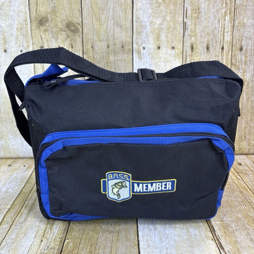 Bass Member Soft Tackle Carry Bag Tote Blue Black Zip Up  11" x 9"